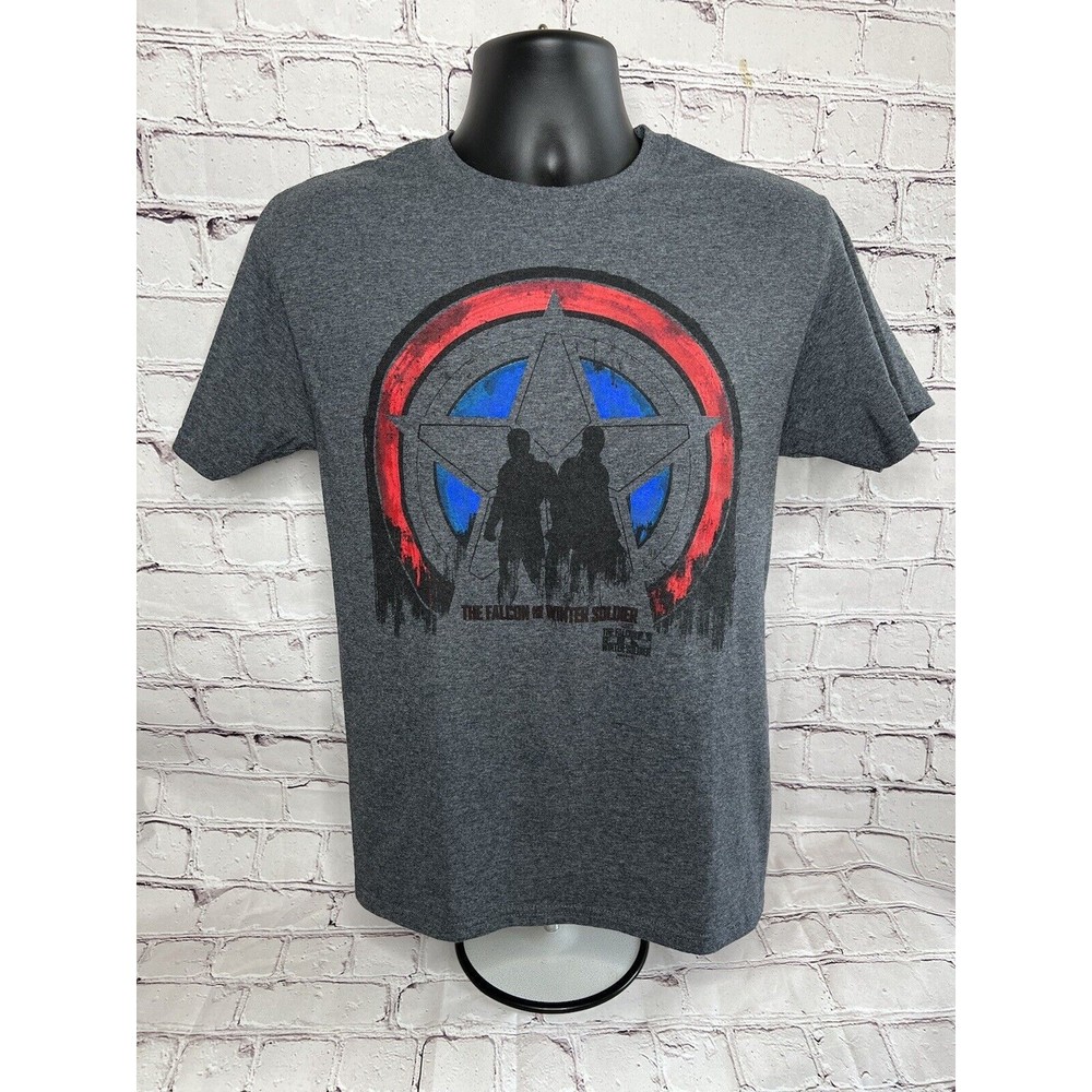 Marvel Falcon and Winter Soldier Captain America Gray Mens Small/Medium T-Shirt